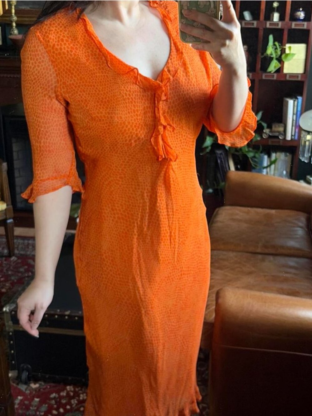 Silk Orange Sun Dress - Picture 5 of 7